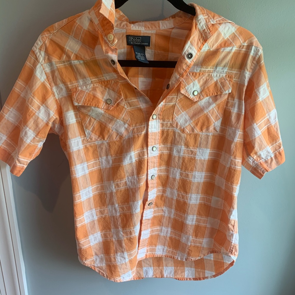 Boy Polo Ralph Lauren Plaid Orange Shirt